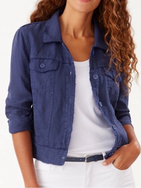 Tommy Bahama Jackets & Blazers - Two Palms Linen Raw-Edge Jacket, Navy, XL
